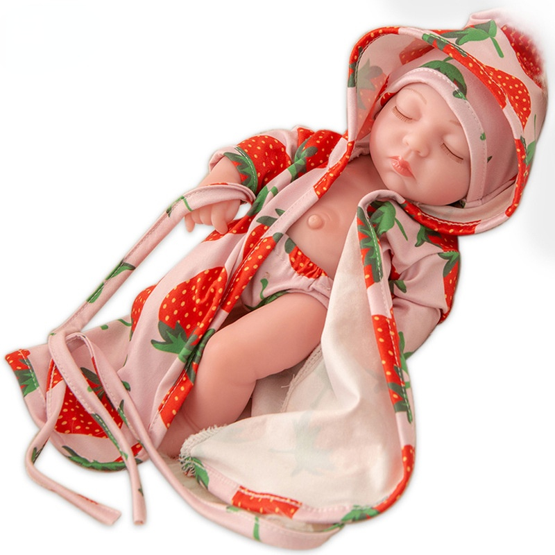 시뮬레이션 된 아기 부드러운 실리콘 바디 드레싱 헝겊 인형 현실적인 잠자는 신생아 인형 인형 교육 장난감 아이를위한 부모